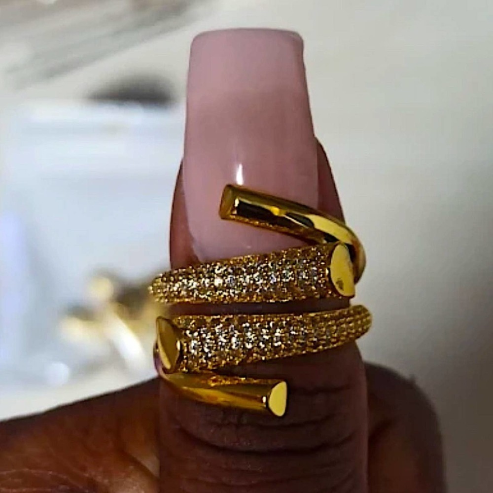 Gold Plated Micro Zircon Statement Ring - Picture 8 of 9